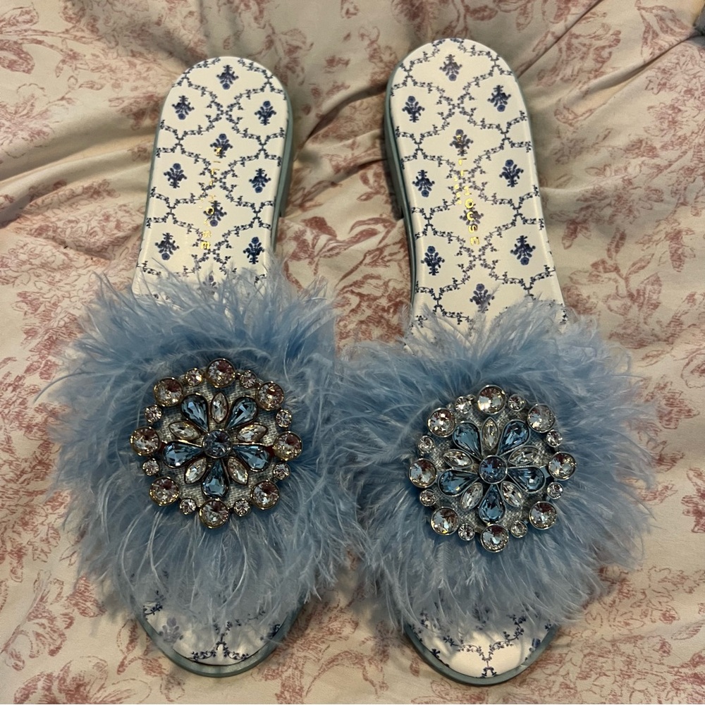 Hill House Blue Feather Sandals